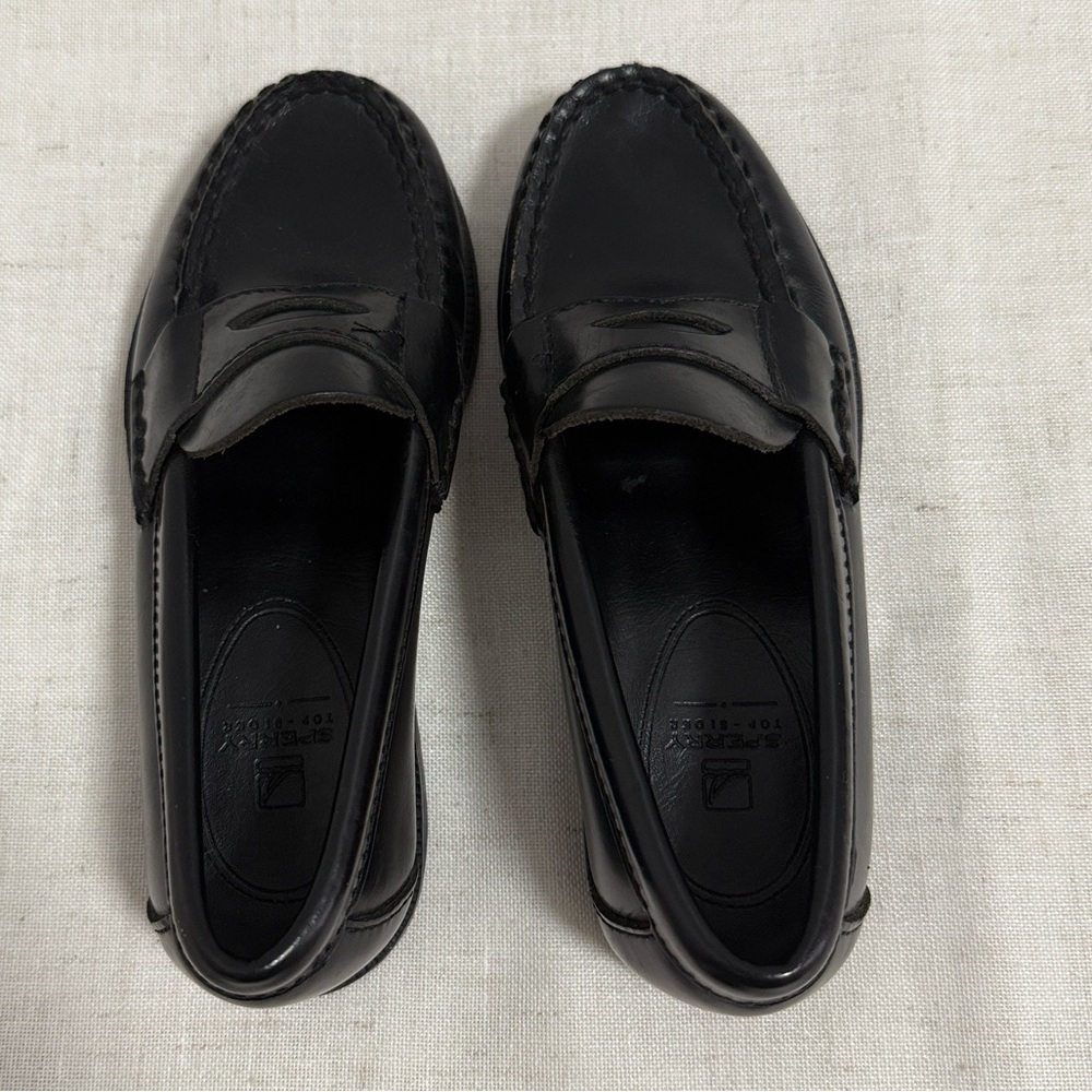 Sperry Kids Top Slider Penny Leather Black Loafers size 11N - Picture 5 of 7